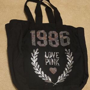 PINK Victoria's Secret Black and Silver Tote